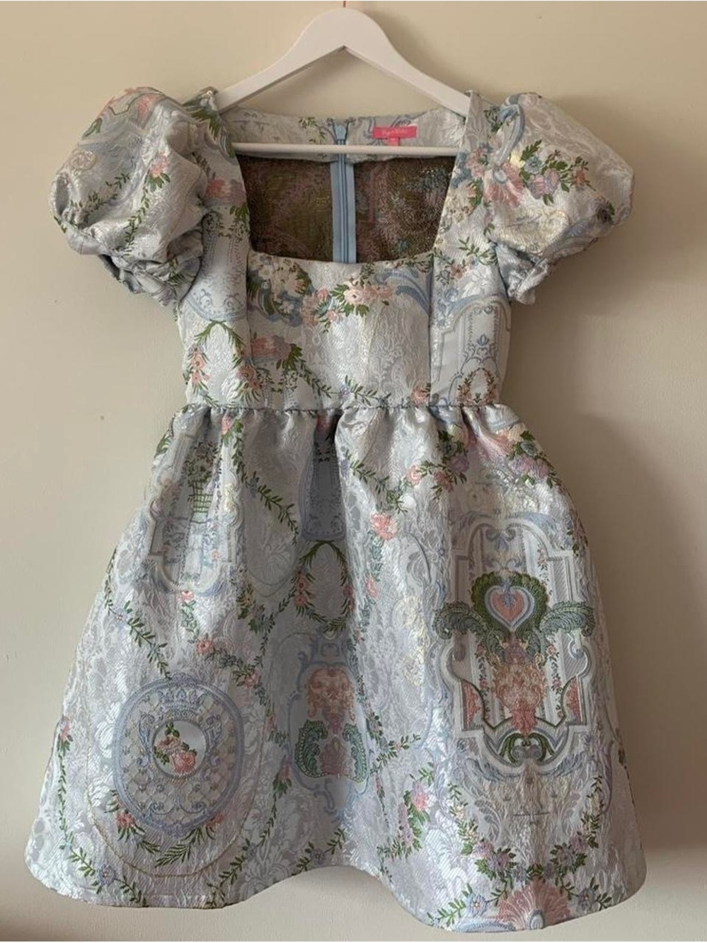 Dolls kill Floral Jacquard Puff-Sleeve Dress